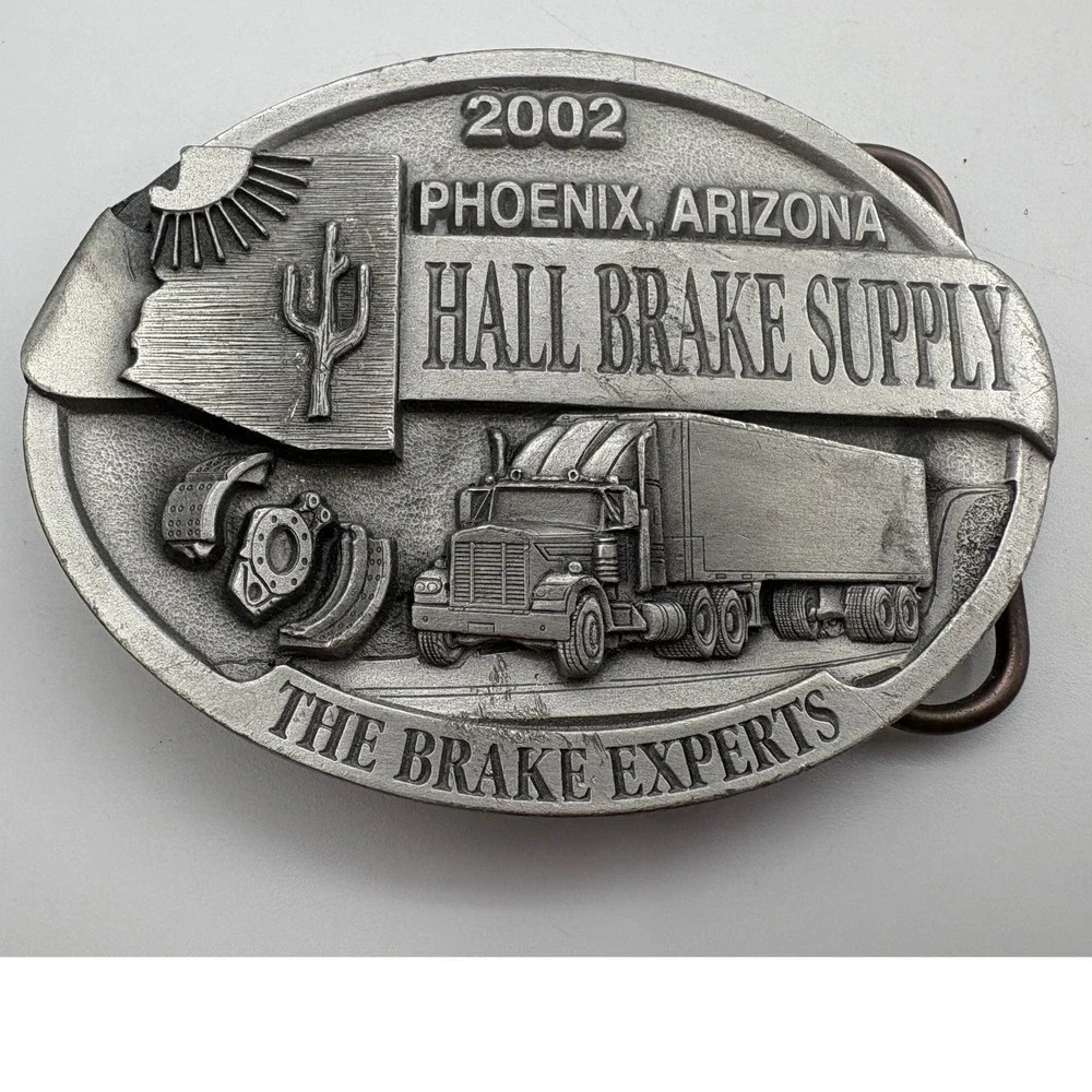 Hall Brake Supply Belt Buckle 2002 Phoenix Arizona Semi Truck Pewter Silver EX‎